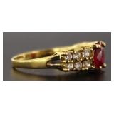 14kt Gold Ruby-White Topaz Cocktail Ring