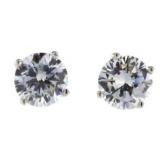 Brilliant 1.00 ct White Topaz Solitaire Earrings