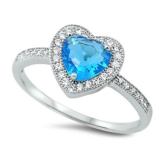 Blue Topaz Heart Solitaire Ring