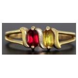 10kt Gold Ruby & Citrine Estate Ring