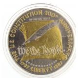 1987 US Constitution Gold Guilde Silver Dollar