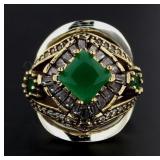 Beautiful 3.36 ct Emerald & Topaz Baguette Ring