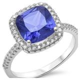 Cushion Cut 3.20 ct Tanzanite Designer Ring