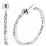 Quality 2.00 ct White Topaz Hoop Earrings