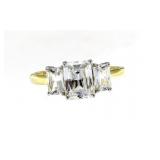 Emerald Cut 2.00 ct White Topaz 3 Stone Ring