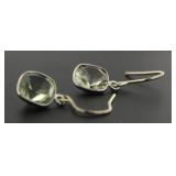 Cushion 1.00 ct Green Amethyst Dangle Earrings