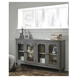 T505-662 Ashley 68" Gray Glass Door Accent Cabinet