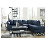 Ashley 75007 Darcy Blue Sectional Sofa w/Chaise