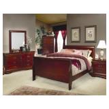 Louis Philippe Queen 5 pc Cherry Bedroom Suite