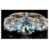 Natural 7.44 ct Blue Topaz 3 Stone Designer Ring