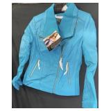 XS Easter Ready Teal Leather Jacket