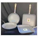 (4) Green Pan Thermolon Non Stick Skillets