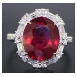 18kt Gold 7.46 ct Oval Ruby & Diamond Ring