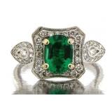 14kt Gold 1.62 ct Oval Emerald & Diamond Ring