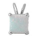 Princess Cut White Opal Pendant