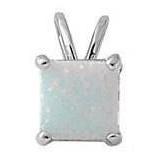 Princess Cut White Opal Pendant