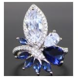 Antique Style 4.33 ct Blue-White Sapphire Ring