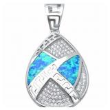 Gorgeous Blue Opal & White Topaz Pendant