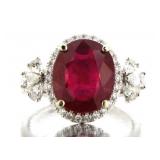 18kt Gold 6.52 ct Oval Ruby & Diamond Ring