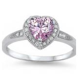 Pink Sapphire Heart Solitaire Ring