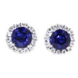 10kt Gold 2.20 ct Sapphire & Diamond Earrings