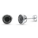 Bezel Set 2.00 ct Onyx Solitaire Earrings