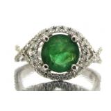 14kt Gold 1.95 ct Round Emerald & Diamond Ring