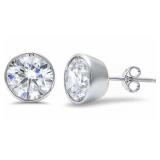 Bezel Set 2.25 ct White Topaz Solitaire Earrings