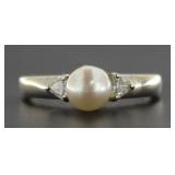 $270 Pearl & Trillion Cut Designer Ring