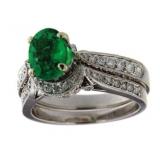 14kt Gold 3.11 ct Emerald & Diamond Bridal Set