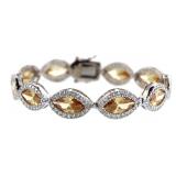 Stunning 20.00 ct Golden Citrine Tennis Bracelet