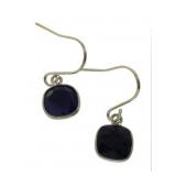 Cushion Cut Lapis Lazuli Dangle Earrings