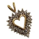 10kt Gold 1/2 ct Diamond Heart Pendant