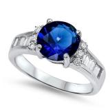 Round 2.50 ct Sapphire & Baguette Ring