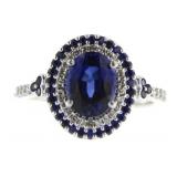 14kt Gold Oval 2.25 ct Sapphire & Diamond Ring