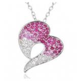 Pink & White Sapphire Sideways Heart Pendant