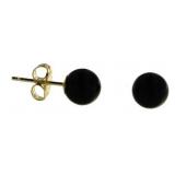 14kt Gold Black Ball Earrings