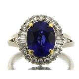 14kt Gold 4.56 ct Oval Sapphire & Diamond Ring