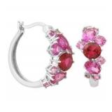 Elegant Ruby & Pink Sapphire Hoop Earrings