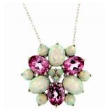 Stunning 5.20 ct Opal & Pink Sapphire Necklace