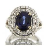 14kt Gold 5.44 ct Sapphire & Diamond Ring