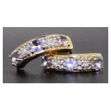 10kt Gold Natural Tanzanite & Diamond Earrings