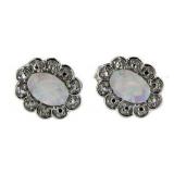 Vintage Style White Fire Opal Earrings