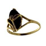 10kt Gold Marquise Onyx & Diamond Ring