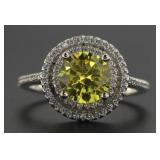 Round 3.30 ct Canary Yellow Designer Ring