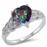 Gorgeous Mystic Topaz Heart Solitaire Ring