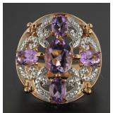 Genuine 4.10 ct Barazil Amethyst & Diamond Ring