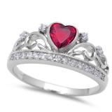 Gorgeous Ruby Heart Crown Ring