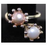 Elegant 7.5 mm DBL Rose & White Pearl Ring