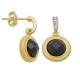 Cabochon Blue Gold Stone Earrings